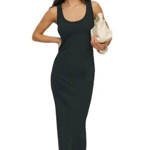 BNWT Vince Racerback Maxi Dress with Shelf Bra Black Size Small